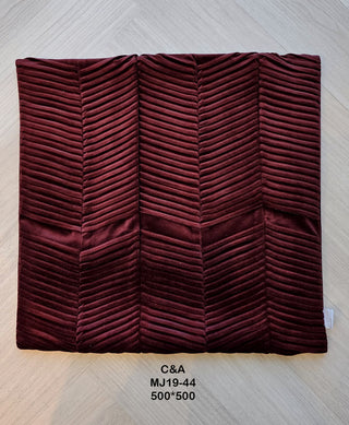 Noah Pleated Velvet Cushion Cover - Burgundy