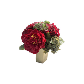 Hydrangea & Peony Flower Arrangement - Red Small