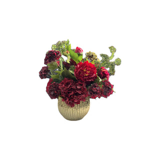 Hydrangea & Peony Flower Arrangement - Red Large