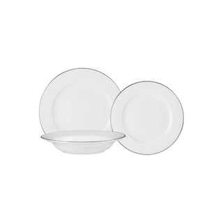 M&W Rim Dinner Set Of 12 - White Platinum