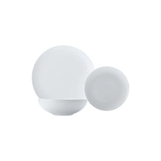 MW White Basics Diamonds Dinner Set of 12 - Gift Boxed