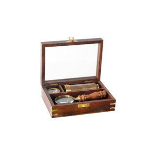 Brass Telescope, Compass & Magnifer Gift Set
